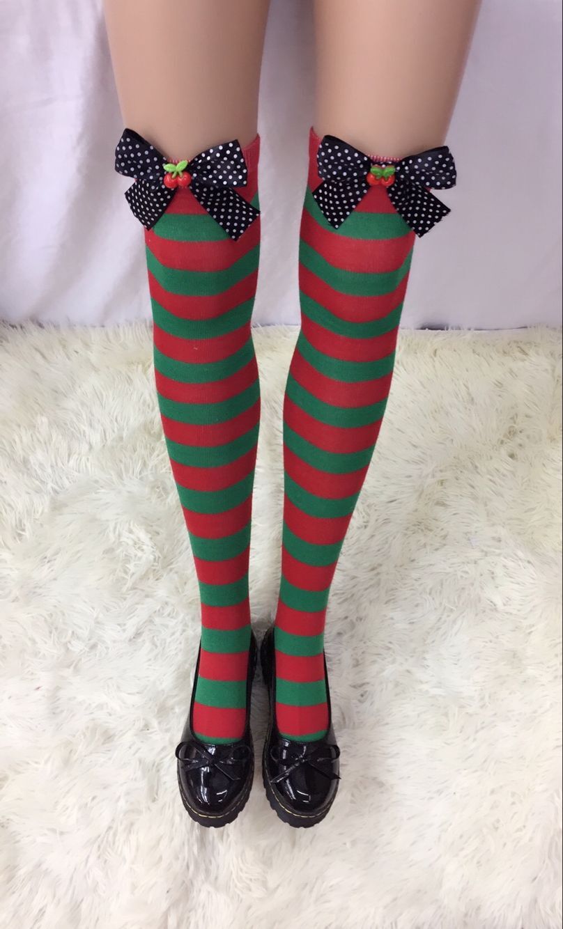 F8192-1 Nylon Cute Sexy Striped Stockings For Halloween